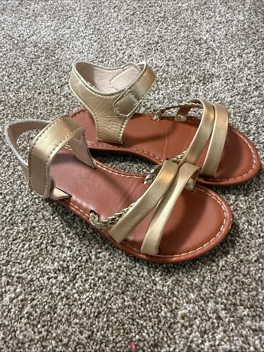 Kids Metallic Gold Strappy Sandals - Comfortable Summer Shoes